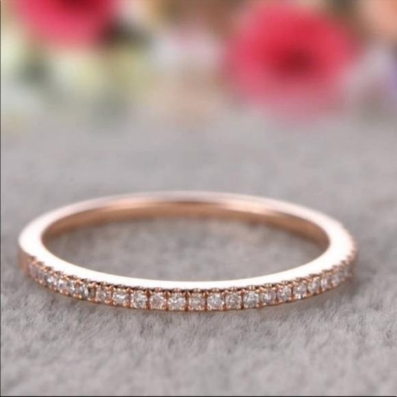 NEW 18K ROSE GOLD DIAMOND ETERNITY BAND RING - Picture 4 of 4